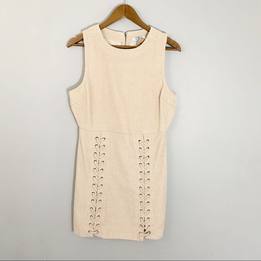 NWT She and Sky Corduroy Cream Dress Large NWT